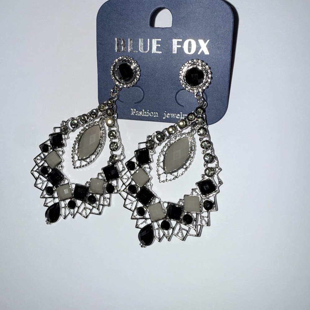 Black & Gray Statement Drop Earrings